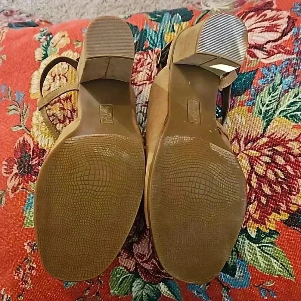 Vintage 7 Eight Cozycore Peep Toe Platform Heels Sz 8 - Picture 5 of 6